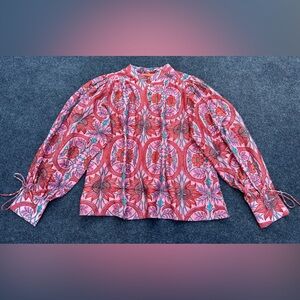 Oliphant Pink and Red Floral Blouse